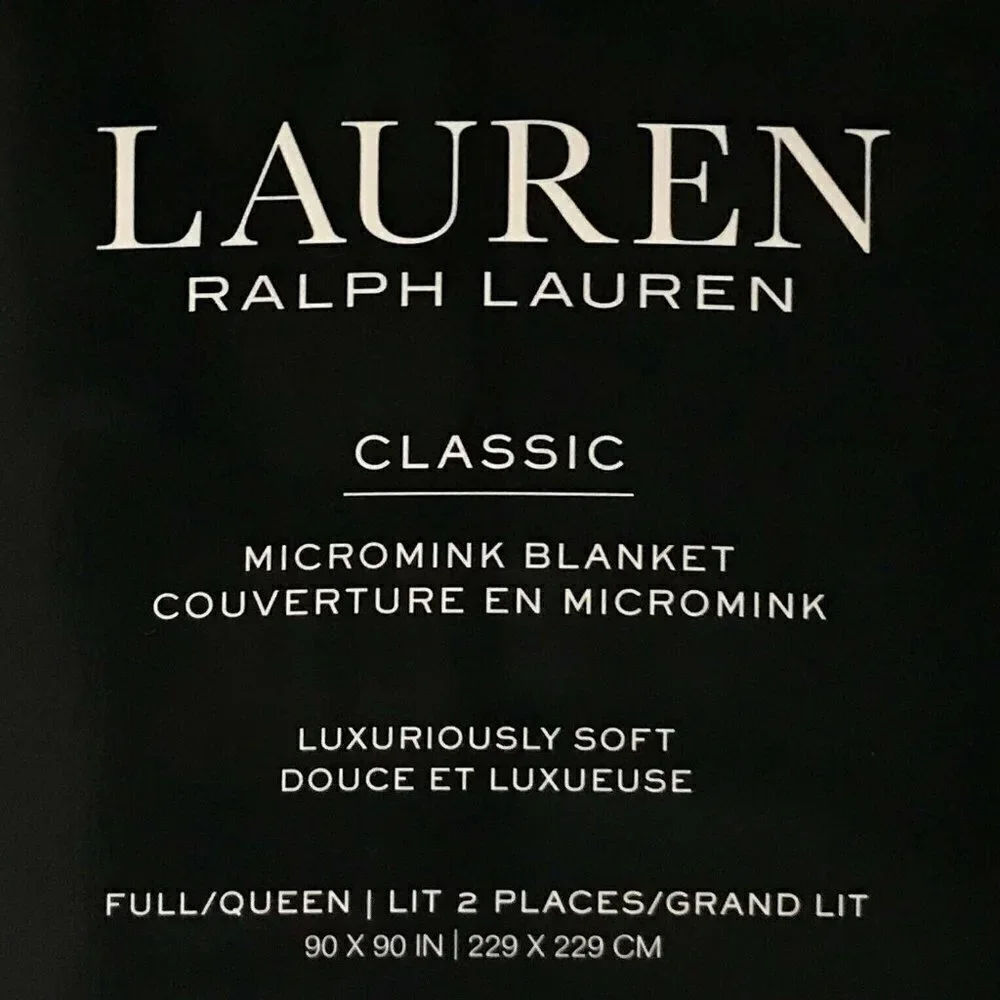 NEW! Ralph Lauren FULL/QUEEN Micromink Blanket